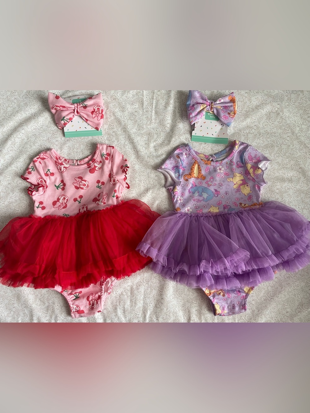 Disney Baby Character Tutu One Piece Bodysuit Bundle of 2 NEW Size 12 Months